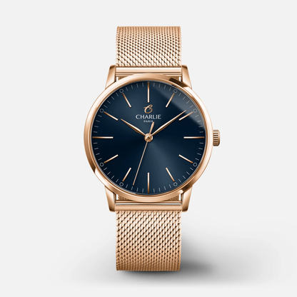 MONTRE CHARLIE PARIS : SULLY 35 QUARTZ OR ROSE & BLEU