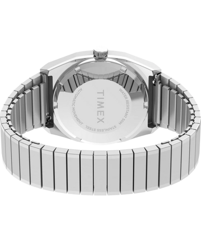 Timex : 1983 E Line automatique Reissue argenté 34 mm, vue de présentation