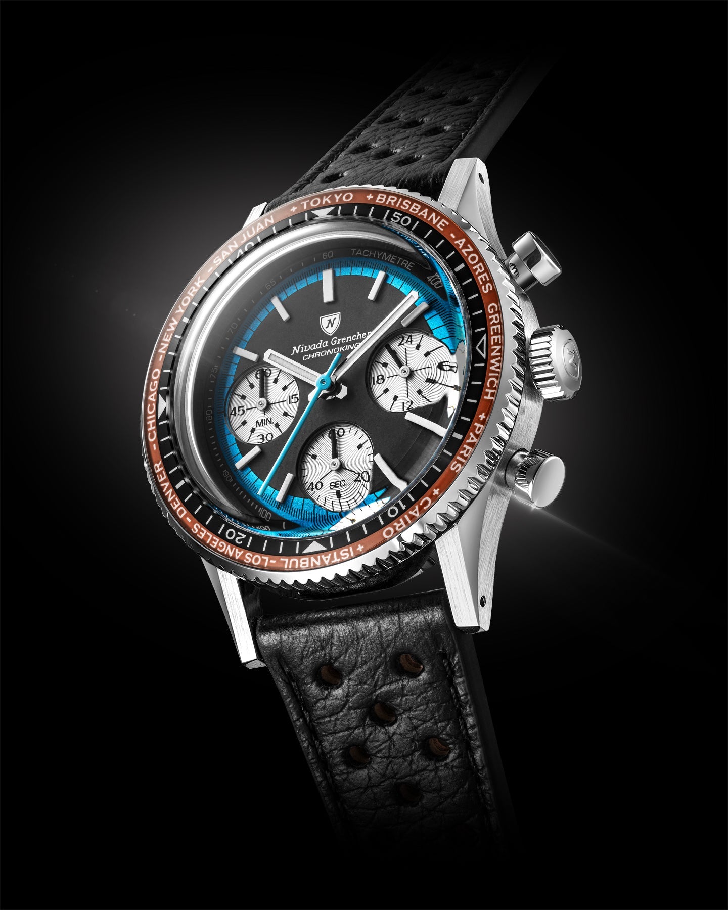 Montre Nivada Grenchen : Chronoking Summer Edition Mecaquartz Bleu