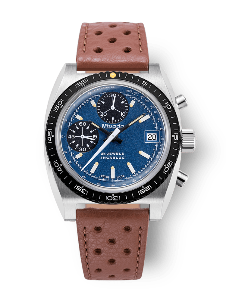 Montre Nivada Grenchen : Autochron Automatique Bleue