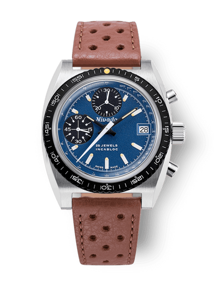 Montre Nivada Grenchen : Autochron Automatique Bleue