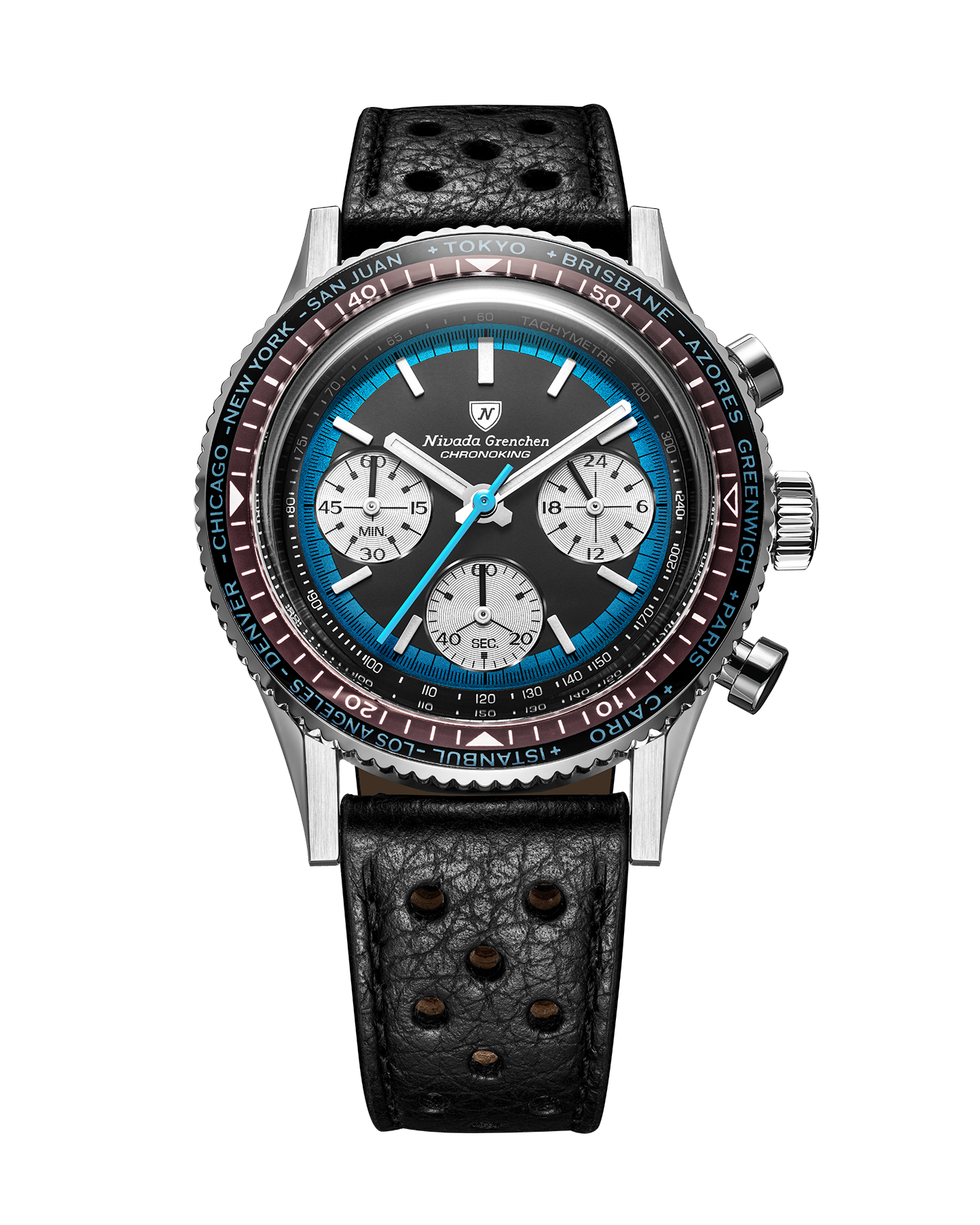 Montre Nivada Grenchen : Chronoking Summer Edition Mecaquartz Bleu