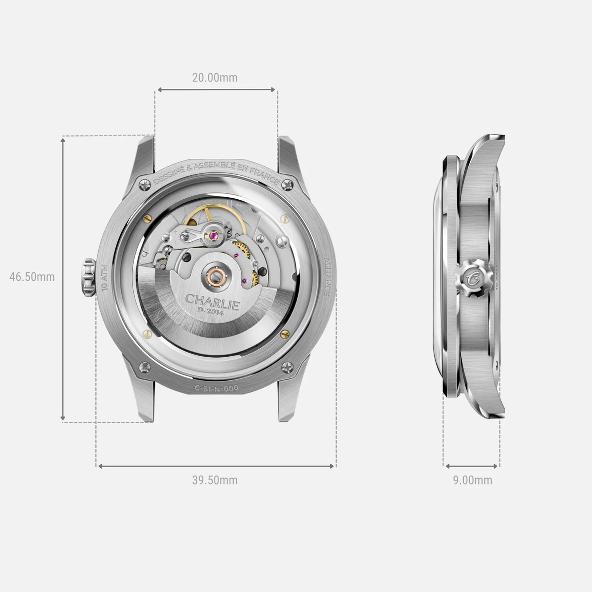 MONTRE CHARLIE PARIS : ALLIANCE AUTOMATIQUE SAPHIR BLEU