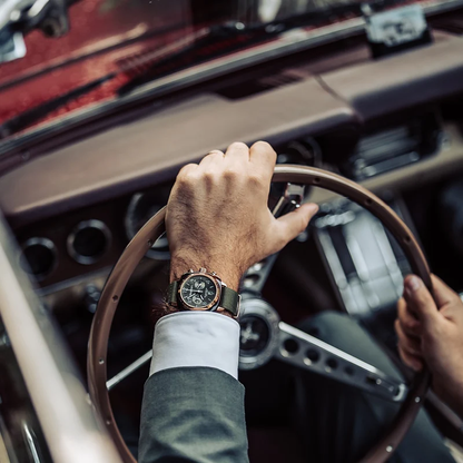 MONTRE BRISTON : CLUBMASTER CLASSIC CHRONOGRAPHE VERT & OR ROSE 19140.PRA.T.26.NOL