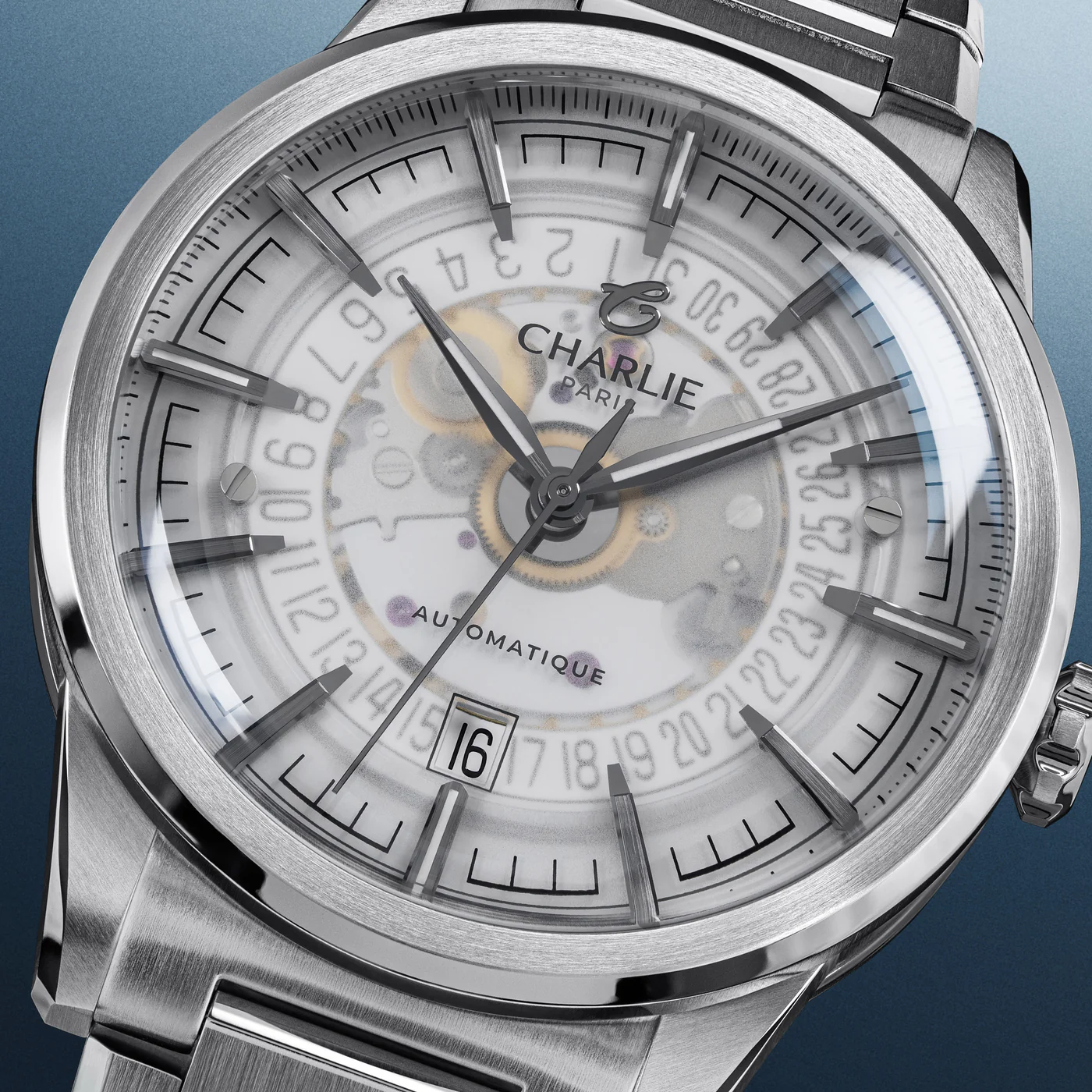 MONTRE CHARLIE PARIS : ALLIANCE AUTOMATIQUE SAPHIR BLANC