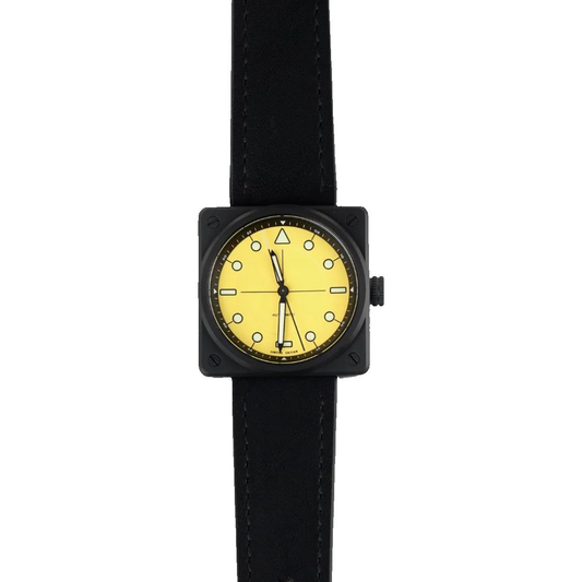 Montre AndoAndoAndo : Vinyl Record Pilot Jaune & Noir x Minimal Wear