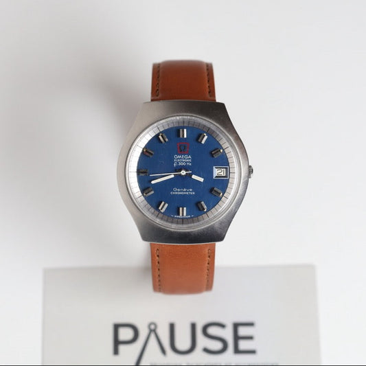OMEGA WATCH: ELECTRONIC F300 Hz GENEVA CHRONOMETER BLUE