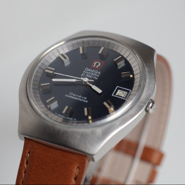 OMEGA WATCH: ELECTRONIC F300 Hz GENEVA CHRONOMETER BLUE