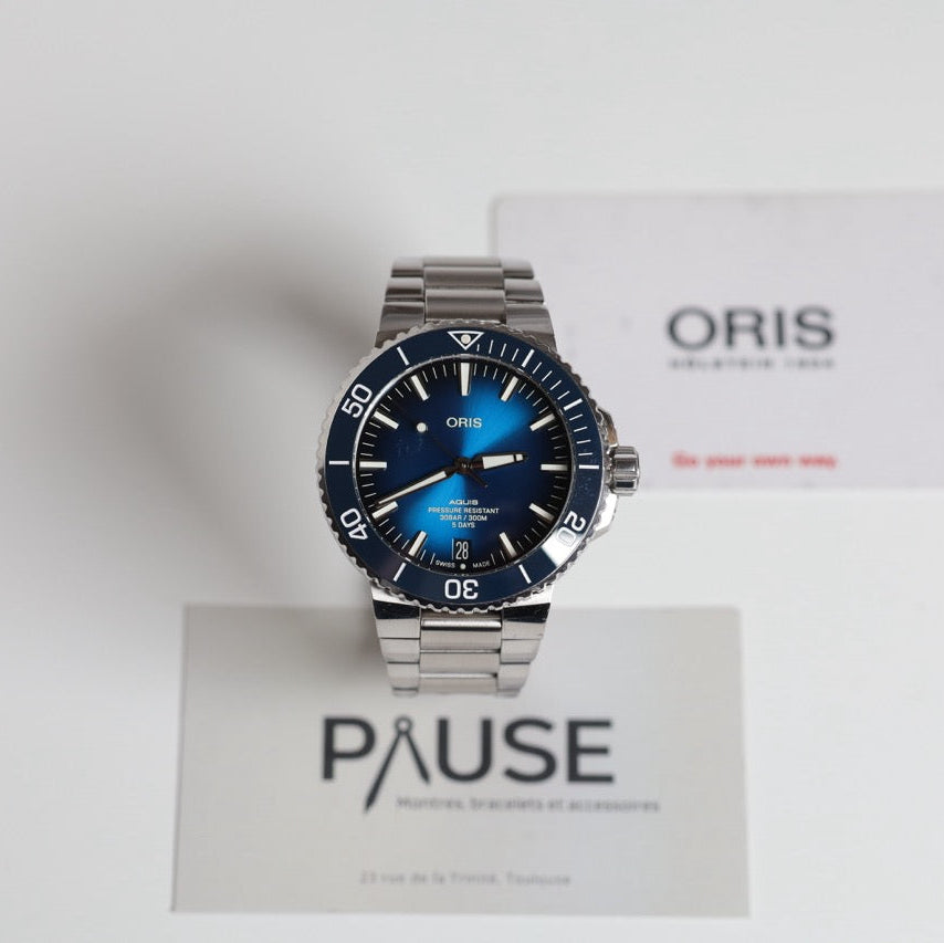 Montre Oris : Aquis Date Bleu Calibre 400 Manufacture 01 400 7763 4135 07 8 24 09PEB