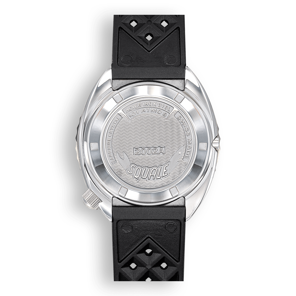 Squale 2002 bleue, caoutchouc noir, fond vissé
