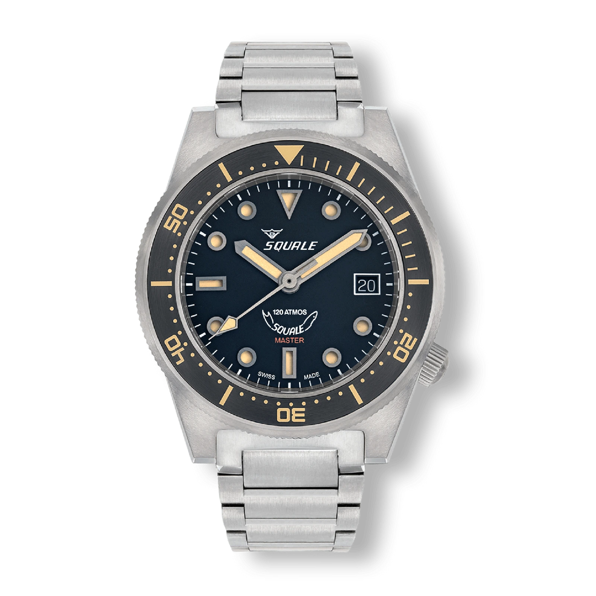 Squale Master Titanium 120 ATM noire, vue de face