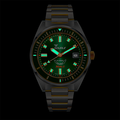 Squale Matic S verte bicolore, bracelet acier, luminescence