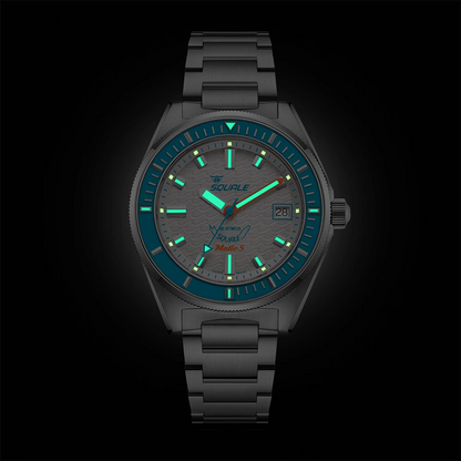 Squale Matic S blanche, bracelet acier, luminescence