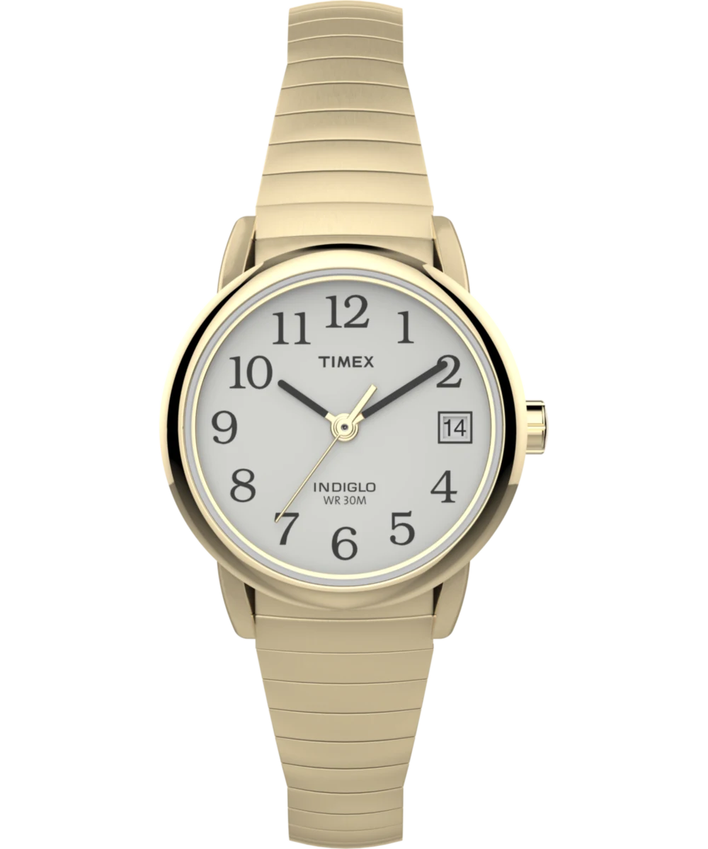 Timex : Easy Reader doré blanc 25 mm T2H351, vue de face