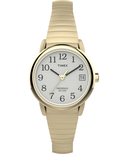 Timex : Easy Reader doré blanc 25 mm T2H351, vue de face