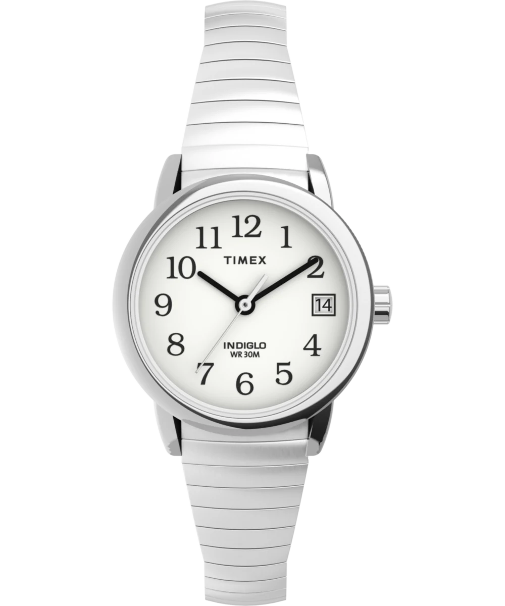 Timex : Easy Reader argenté blanc 25 mm T2H371, vue de face