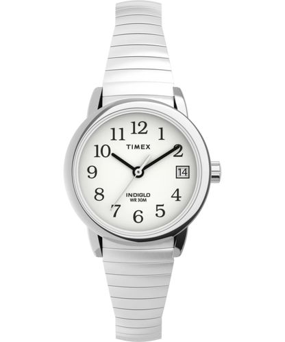 Timex : Easy Reader argenté blanc 25 mm T2H371, vue de face