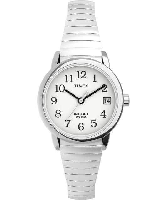 Timex : Easy Reader argenté blanc 25 mm T2H371, vue de face