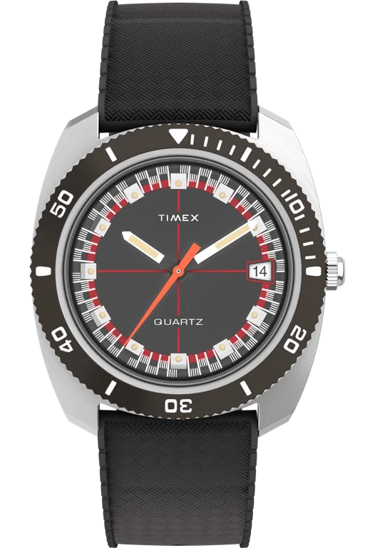 Timex : Q Timex Reissue 1971 Velocity noir 36 mm TW2W22400, vue de face