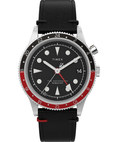 Timex : Waterbury Traditional GMT noir 39 mm TW2W22800, vue de face