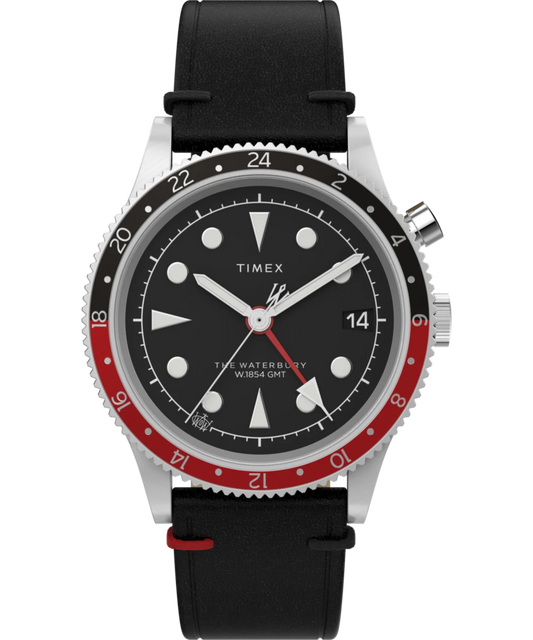 Timex : Waterbury Traditional GMT noir 39 mm TW2W22800, vue de face