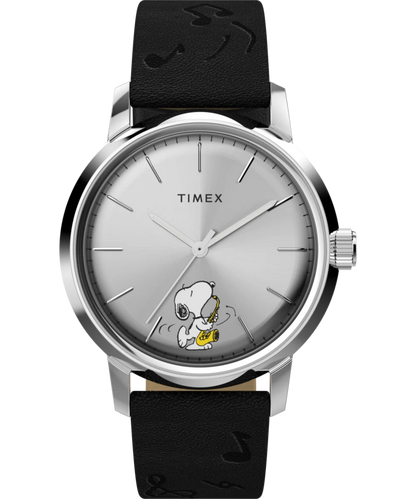 Timex : Peanuts x Timex Marlin automatique saxophoniste argenté 40 mm TW2W68800, vue de face