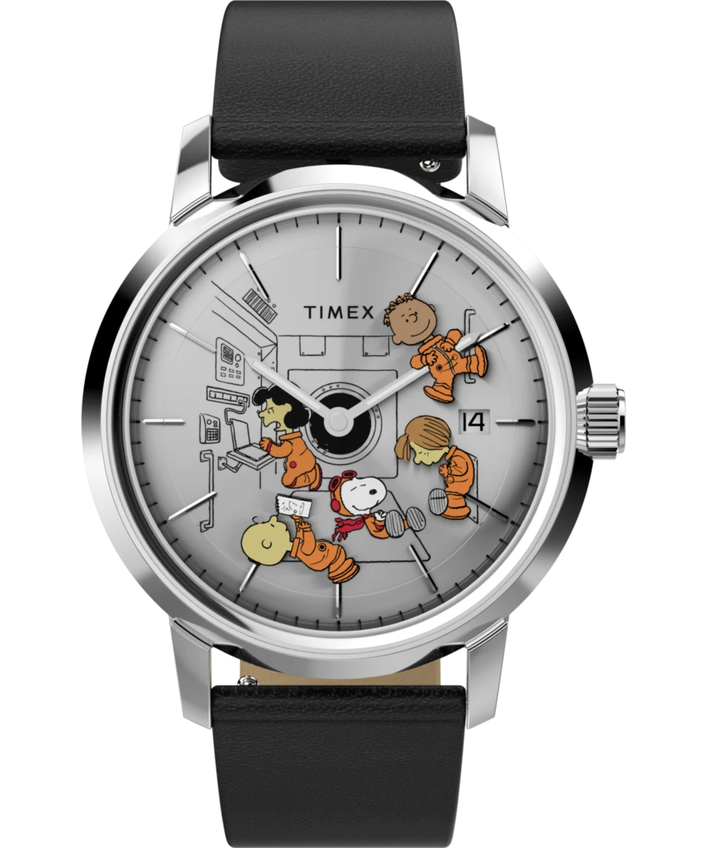 Timex : Peanuts x Timex Marlin automatique Space argenté 40 mm TW2W87200, vue de face
