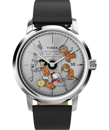 Timex : Peanuts x Timex Marlin automatique Space argenté 40 mm TW2W87200, vue de face
