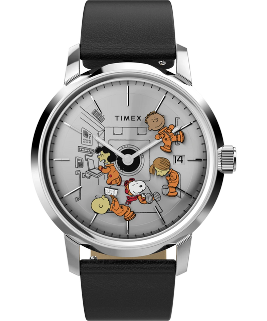 Timex : Peanuts x Timex Marlin automatique Space argenté 40 mm TW2W87200, vue de face