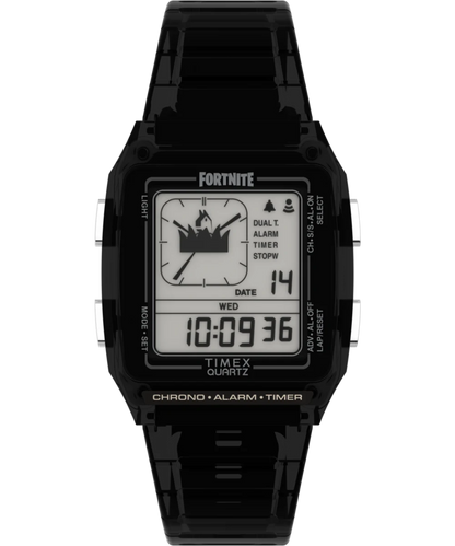 Timex : Q Timex LCA x Fortnite noir numérique 35 mm TW2W96500, vue de face