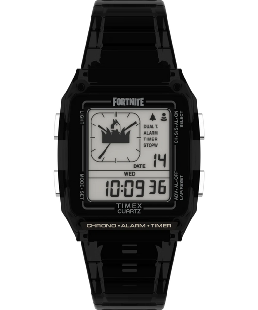 Timex : Q Timex LCA x Fortnite noir numérique 35 mm TW2W96500, vue de face