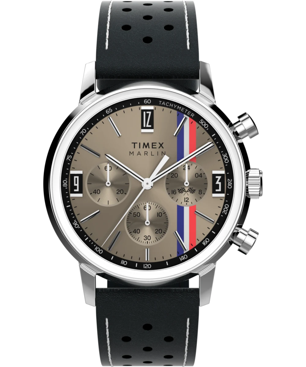 Timex : Marlin chronographe tachymètre beige 40 mm TW2W98900, vue de face
