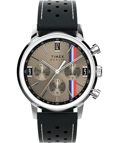 Timex : Marlin chronographe tachymètre beige 40 mm TW2W98900, vue de face