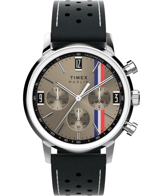 Timex : Marlin chronographe tachymètre beige 40 mm TW2W98900, vue de face