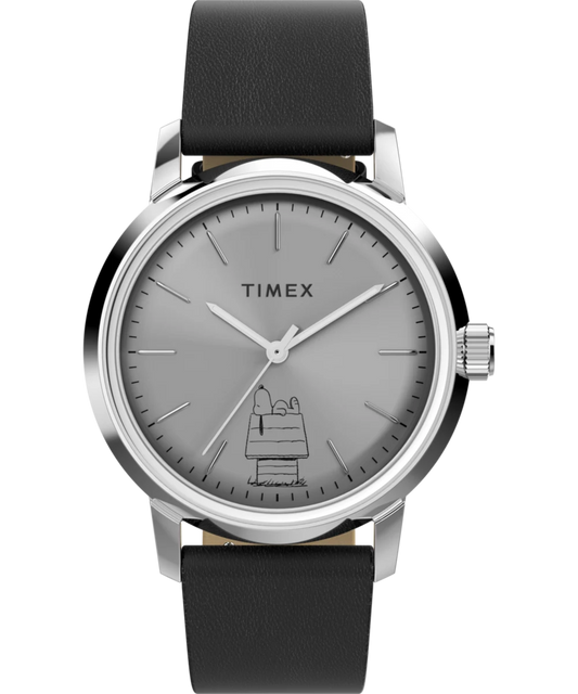 Timex : Peanuts x Timex Marlin automatique 75e anniversaire argenté 40 mm TW2Y10000, vue de face