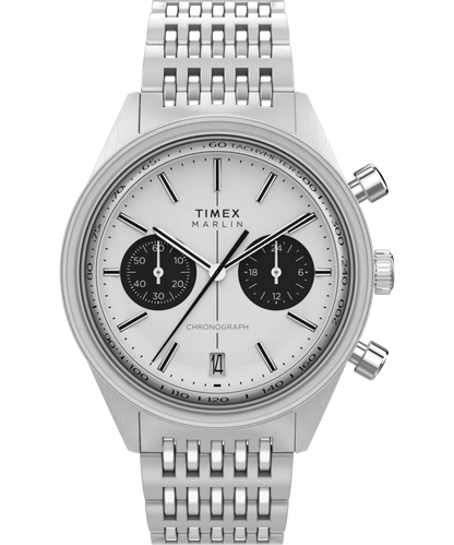 Timex : Marlin Jet quartz chronographe argenté 40 mm TW2Y24600, vue de face