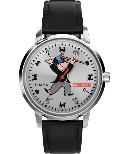 Timex : Monopoly x Timex Marlin argenté 38 mm TW2Y46900, vue de face