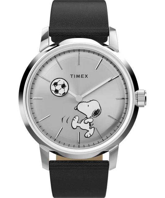 Timex : Peanuts x Timex Marlin automatique football argenté 40 mm TW2Y53800, vue de face