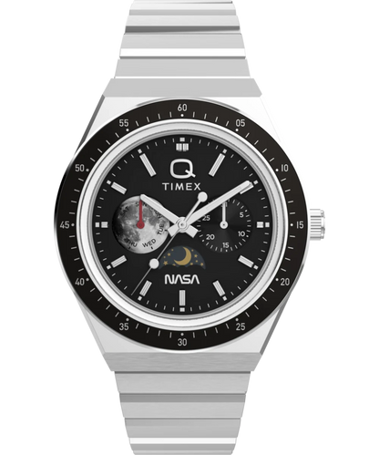 Timex : Q Timex NASA noir 40 mm TW2Y56700, vue de face
