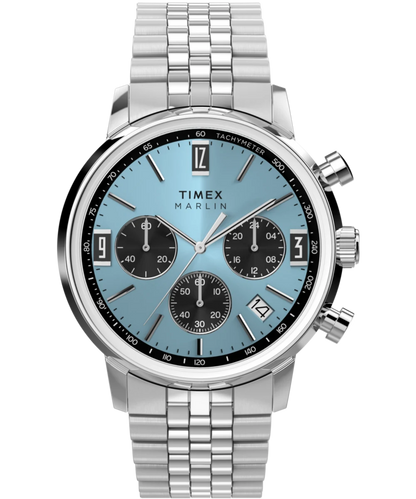 Timex : Marlin chronographe tachymètre bleu 40 mm TW2Y66500, vue de face