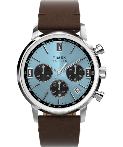 Timex : Marlin chronographe tachymètre bleu 40 mm TW2Y66600, vue de face