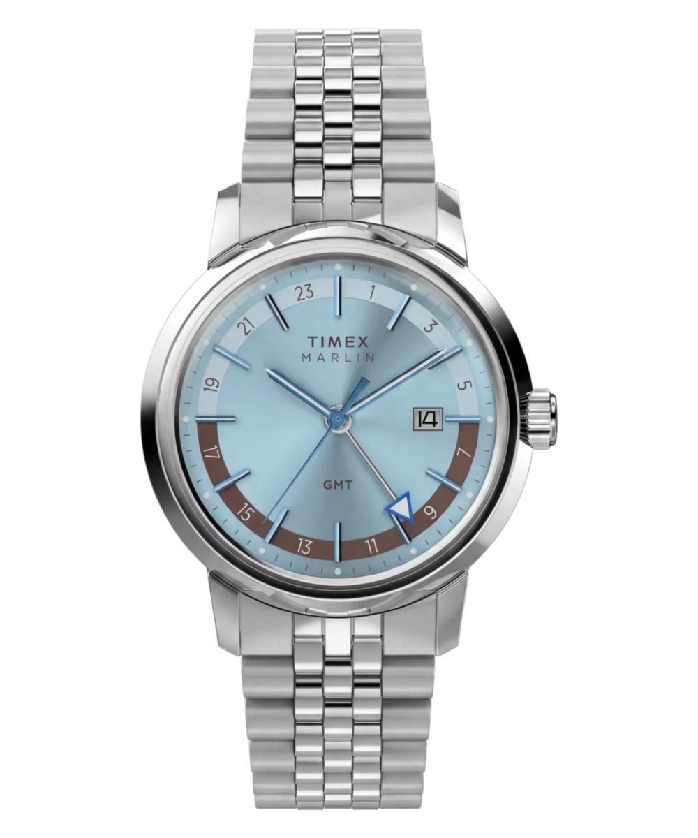 Timex : Marlin quartz GMT bleu 40 mm TW2Y84100, vue de face