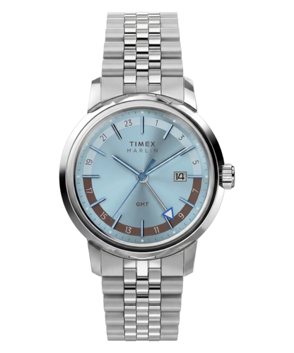 Timex : Marlin quartz GMT bleu 40 mm TW2Y84100, vue de face