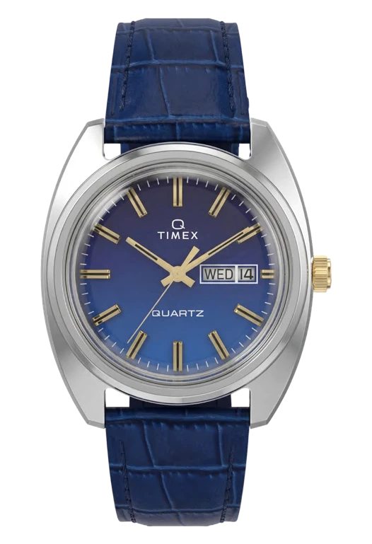 Timex : 1976 Reissue jour-date fumé bleu 37 mm TW2Y87100, vue de face