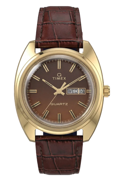 Timex : 1976 Reissue jour-date fumé marron 37 mm TW2Y87200, vue de face