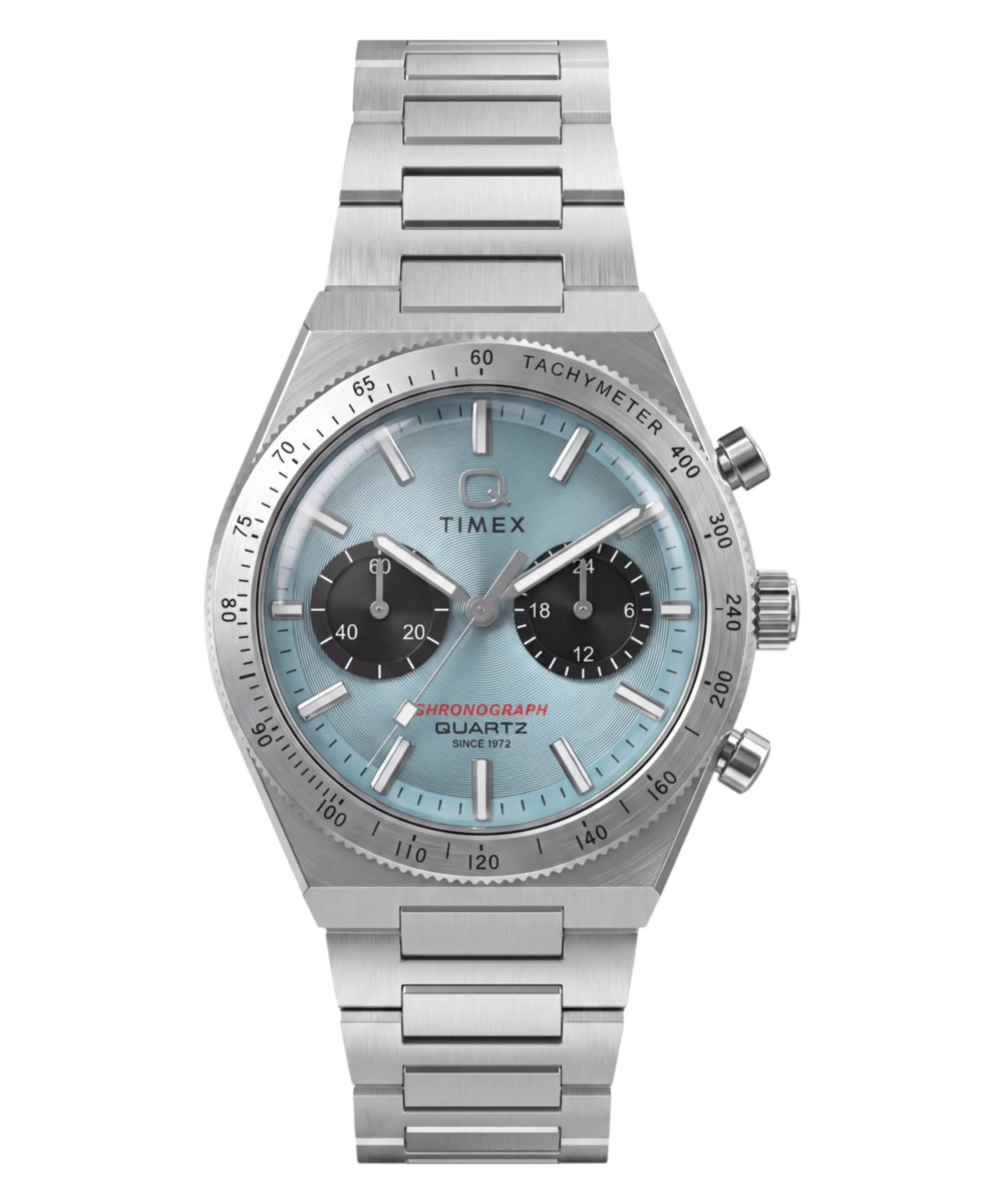 Timex : Q Timex Continental chronographe bleu 36 mm TW2Y92400, vue de face