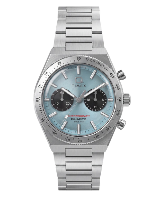 Timex : Q Timex Continental chronographe bleu 36 mm TW2Y92400, vue de face