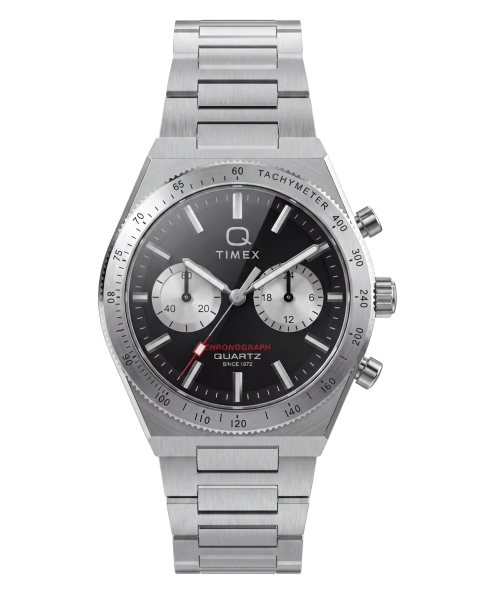 Timex : Q Timex Continental chronographe noir 36 mm TW2Y93200, vue de face