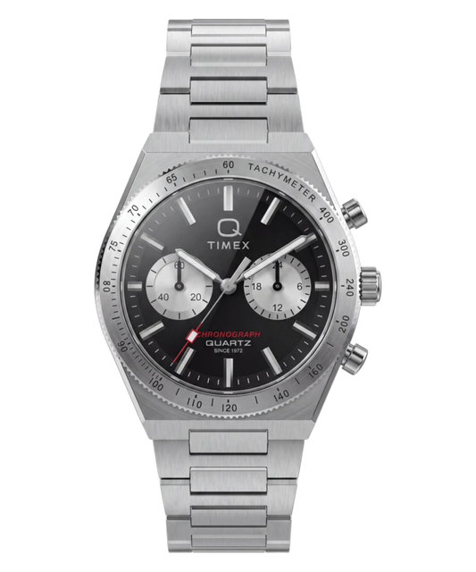 Timex : Q Timex Continental chronographe noir 36 mm TW2Y93200, vue de face