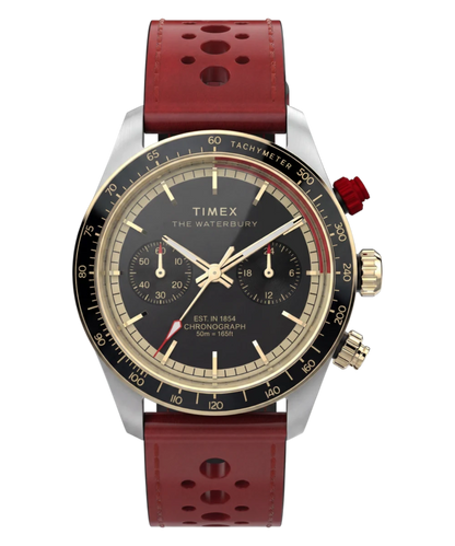 Timex : Waterbury Heritage chronographe noir 39 mm TW2Y93400, vue de face